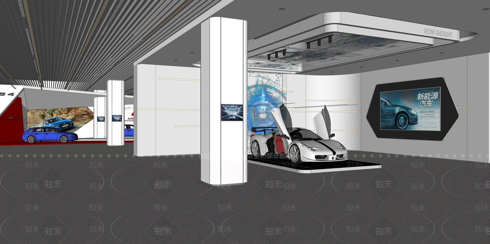 现代汽车展厅SU模型下载【ID:1122411594】