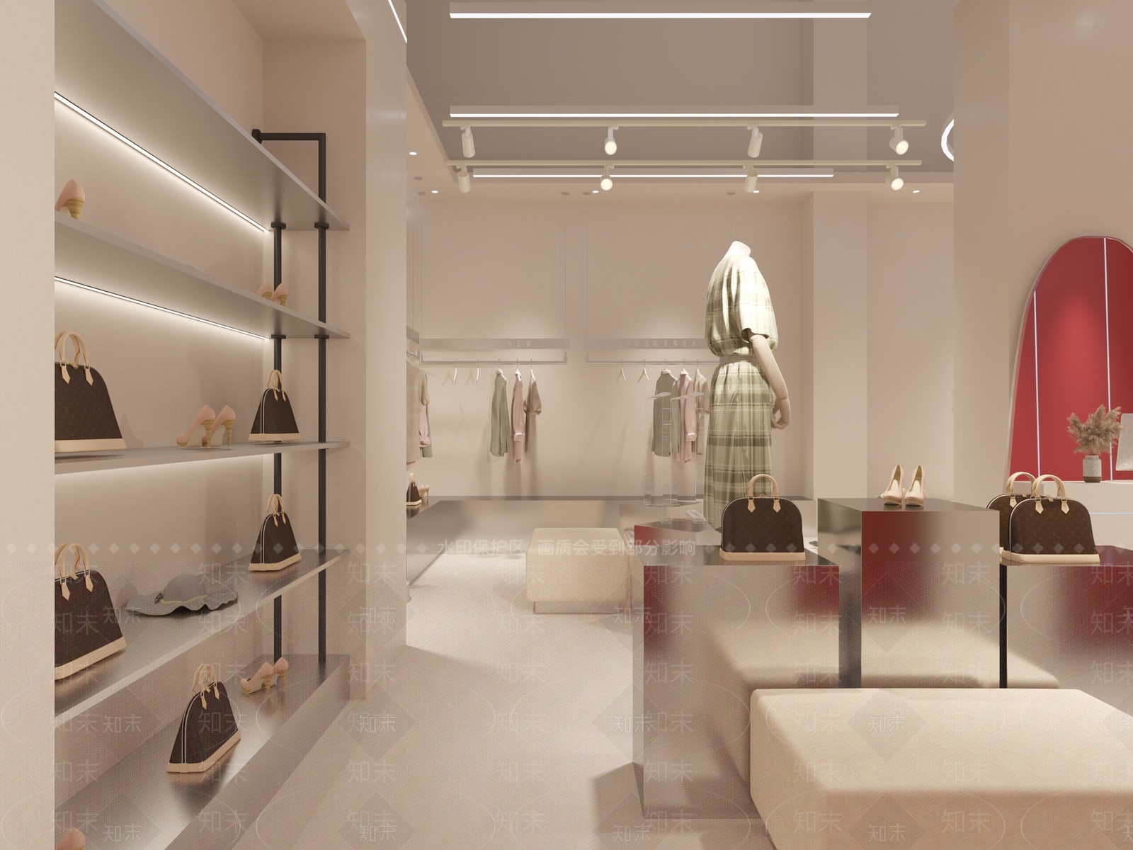 现代服装鞋店3D模型下载【ID:1122419792】