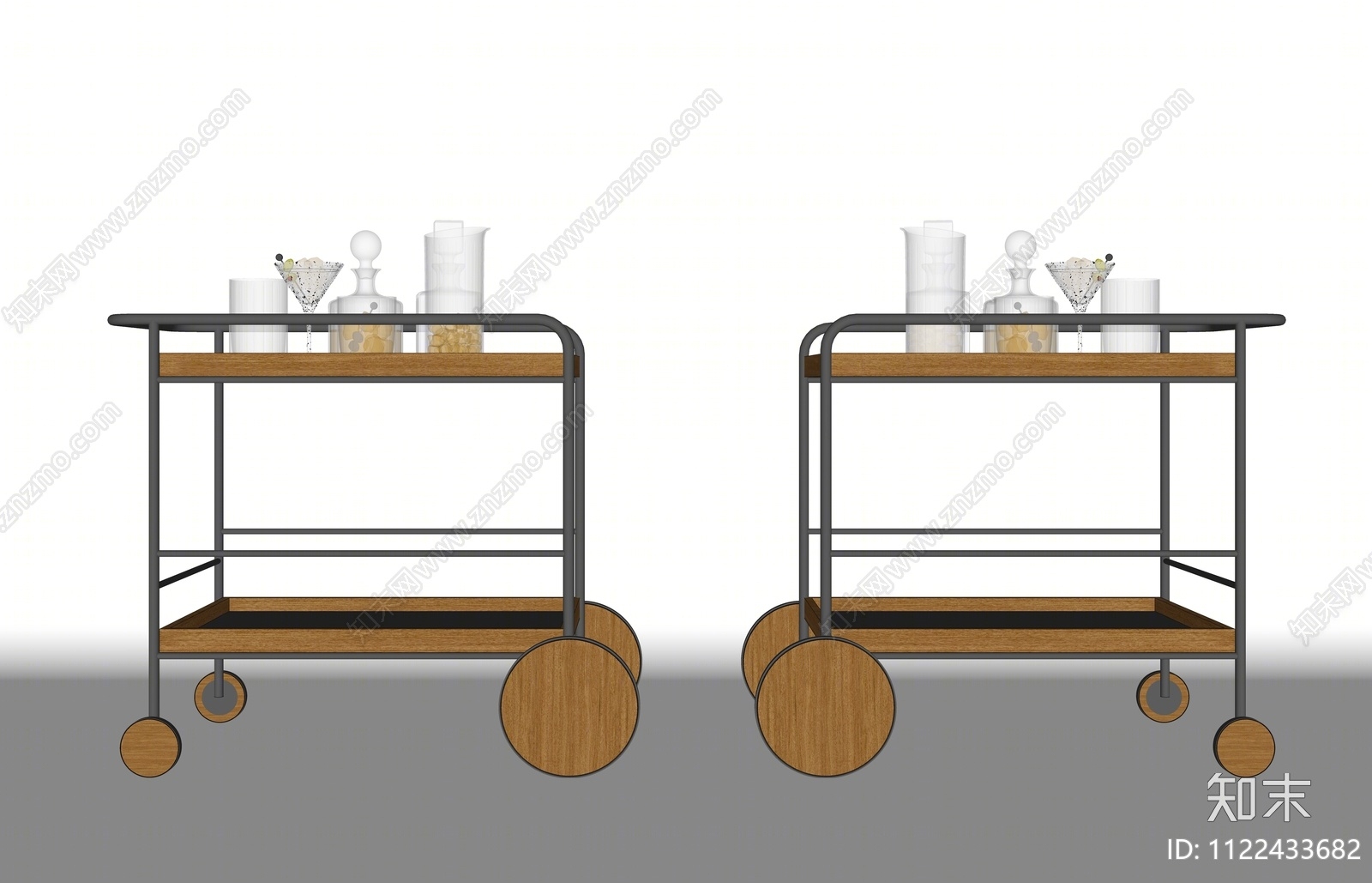 北欧酒架酒水推车SU模型下载【ID:1122433682】