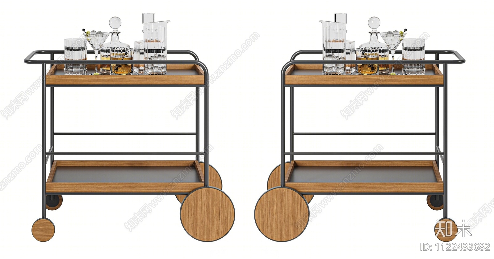 北欧酒架酒水推车SU模型下载【ID:1122433682】