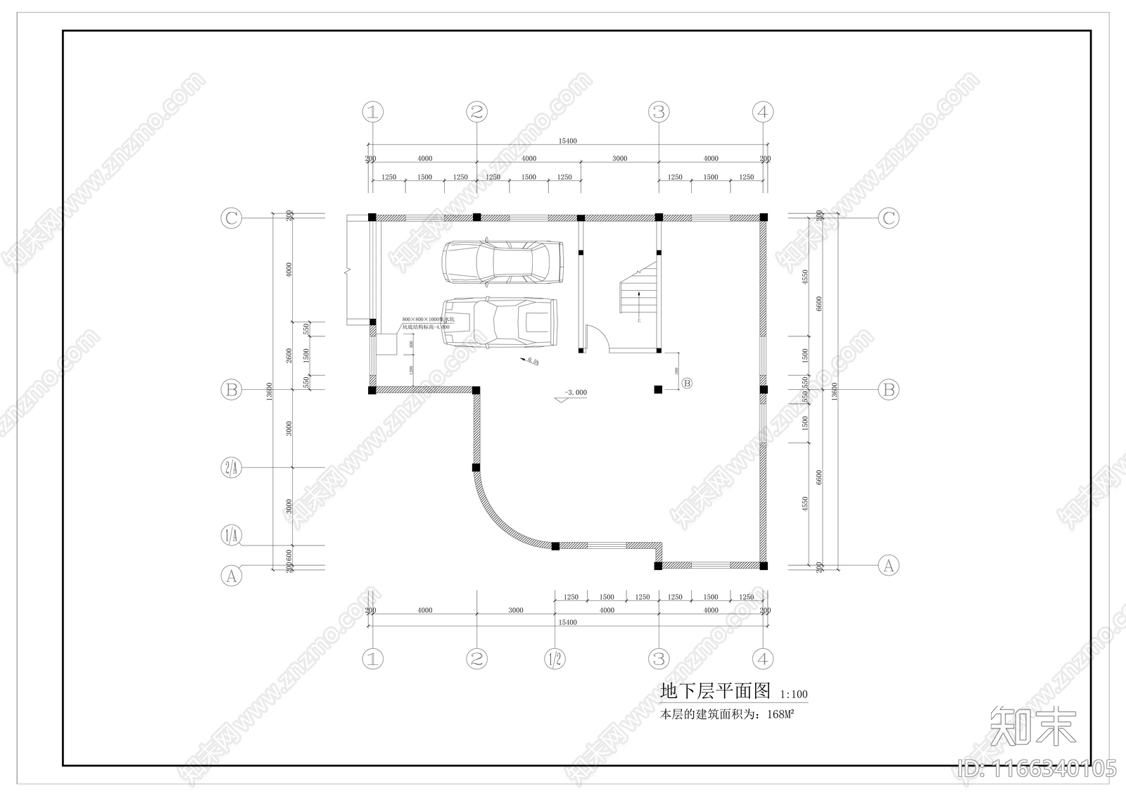 别墅建筑cad施工图下载【ID:1166340105】