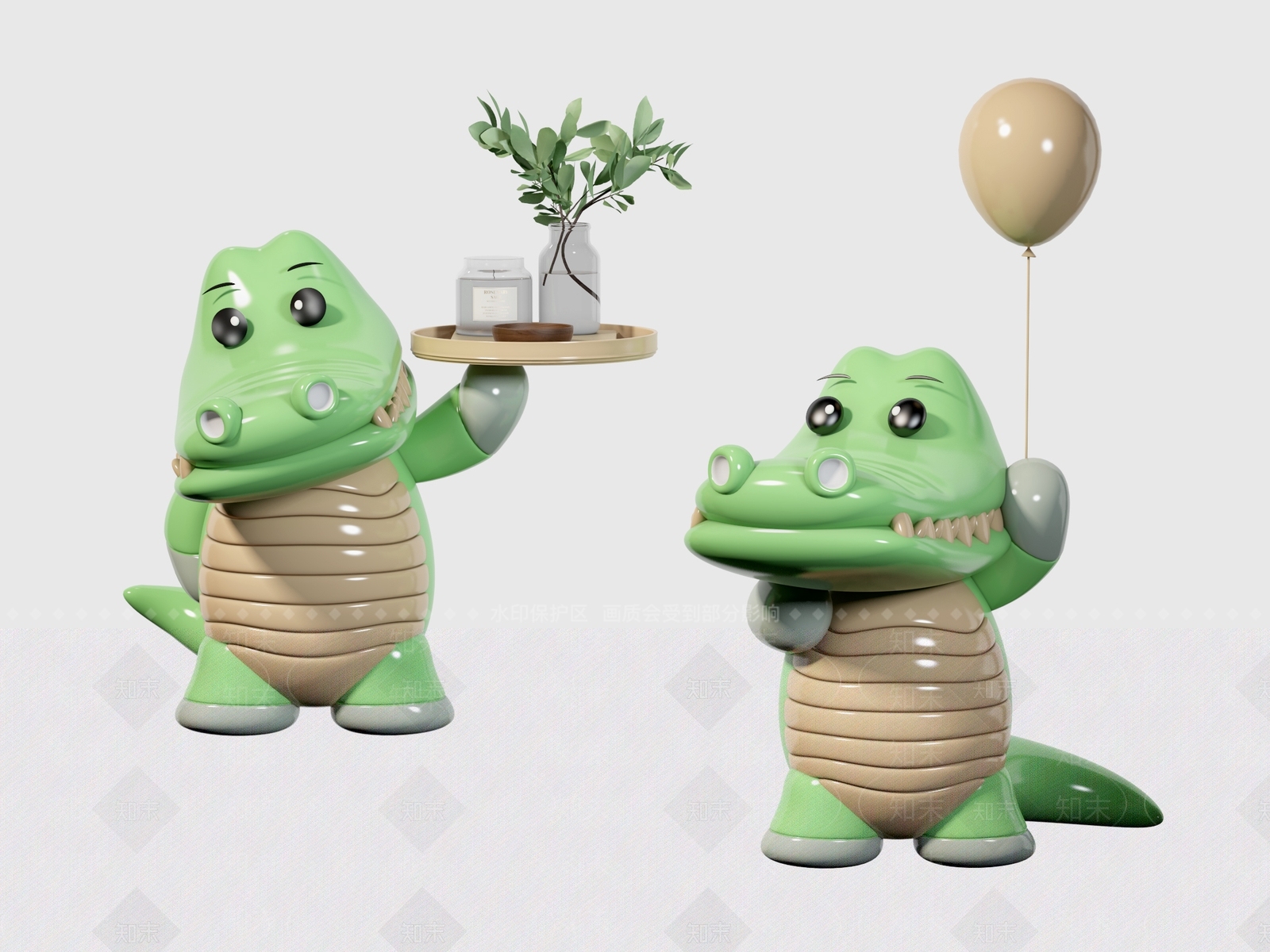 现代鳄鱼边几3D模型下载【ID:1122438826】