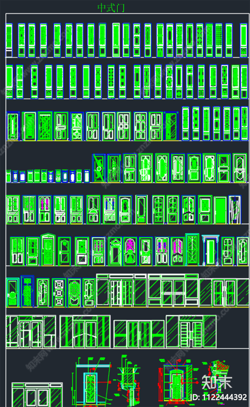 中式门cad施工图下载【ID:1122444392】