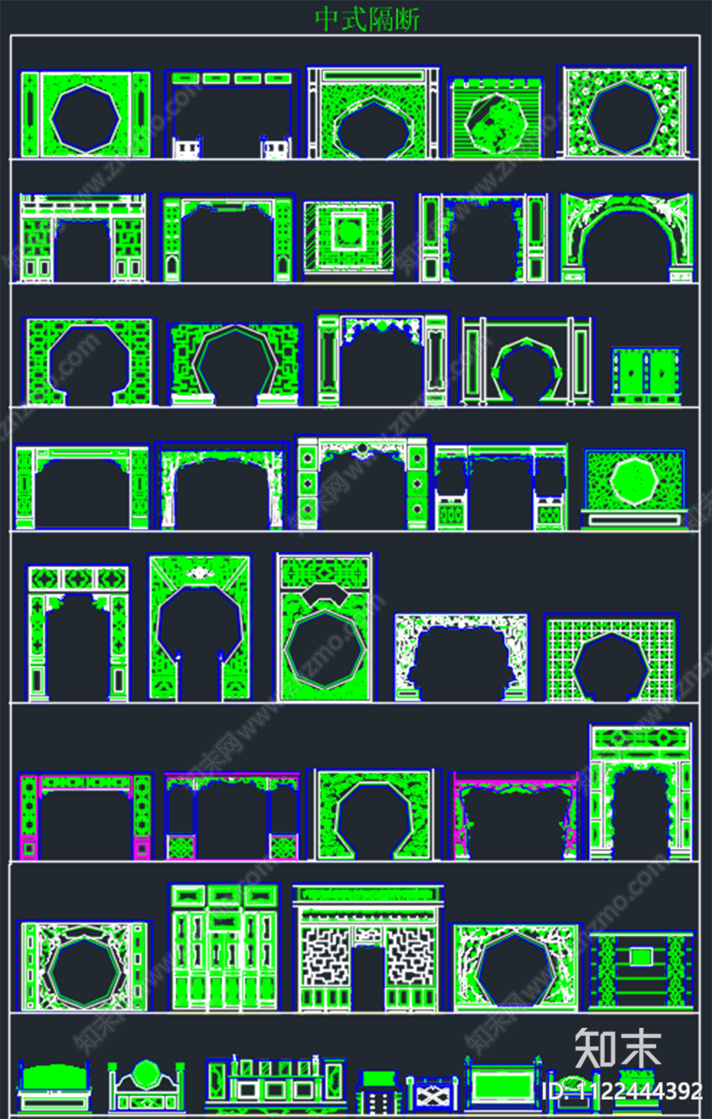 中式门cad施工图下载【ID:1122444392】
