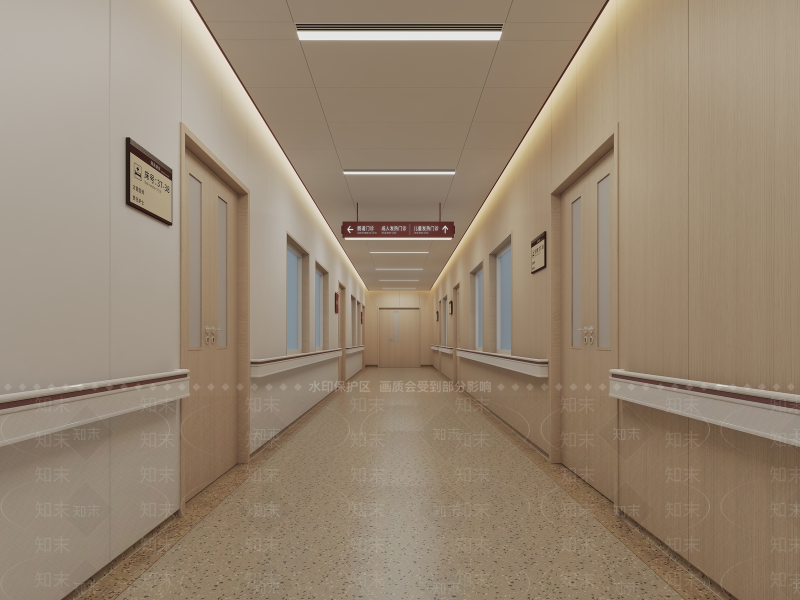 现代医院走道3D模型下载【ID:1122445717】