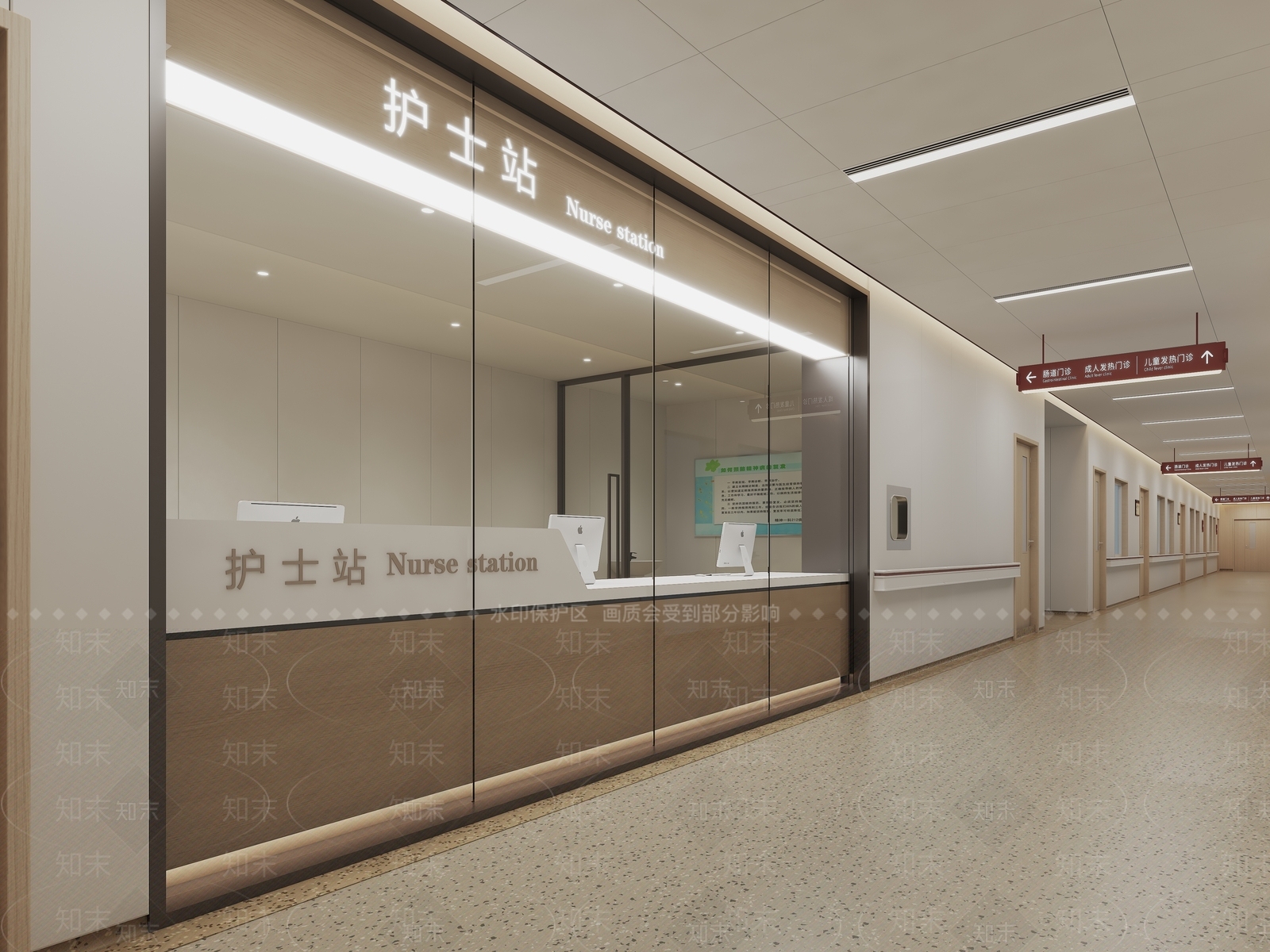 现代医院走道3D模型下载【ID:1122445717】