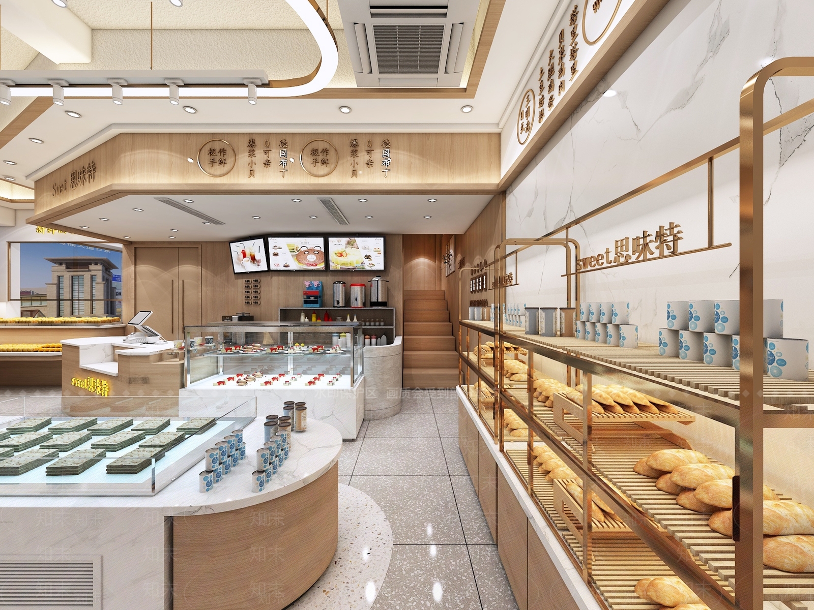 现代甜品面包店3D模型下载【ID:1122461230】