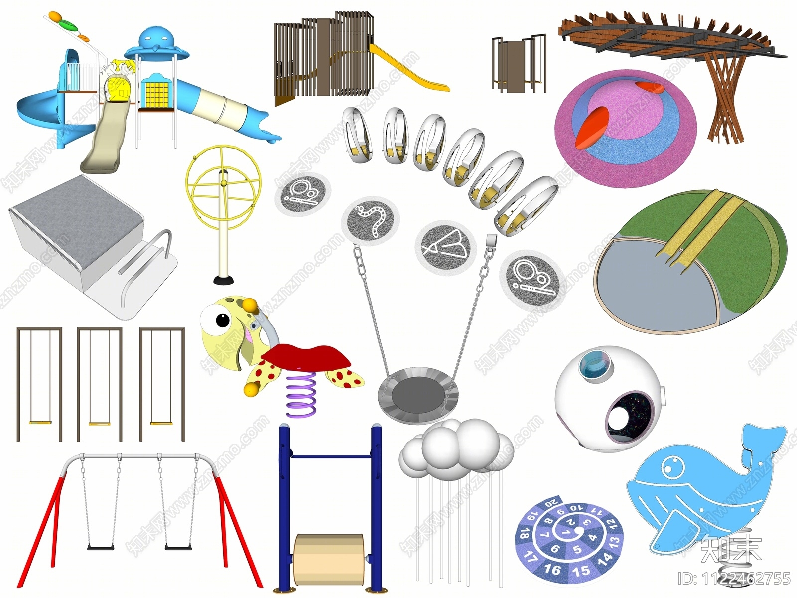 儿童游乐设施组合SU模型下载【ID:1122462755】
