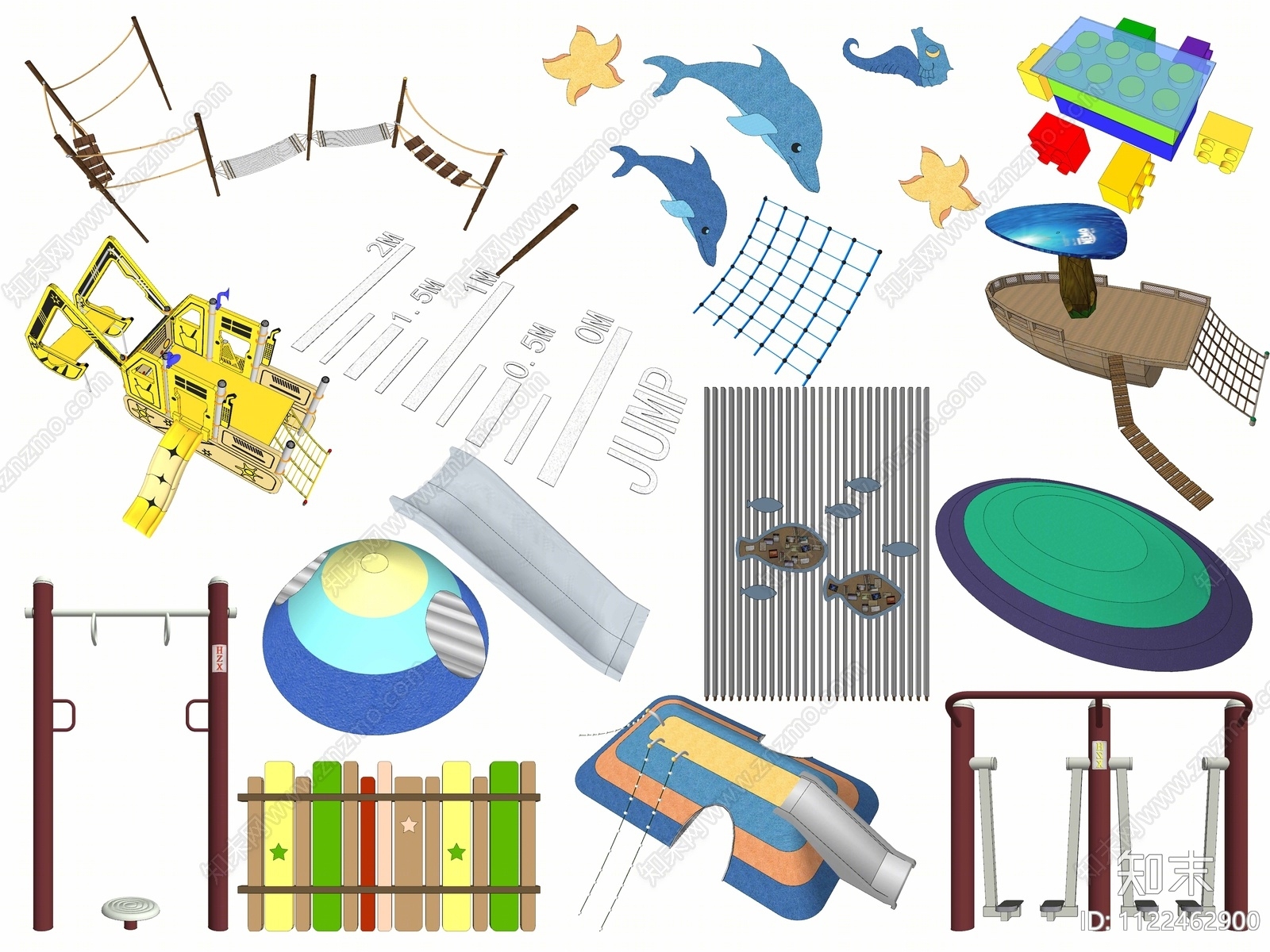 儿童游乐设施组合SU模型下载【ID:1122462900】
