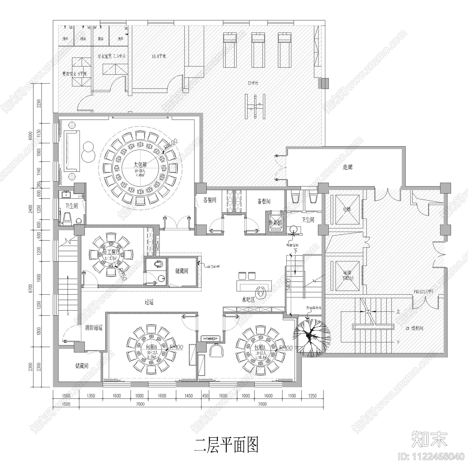 某餐饮店平面布置图施工图下载【ID:1122468040】