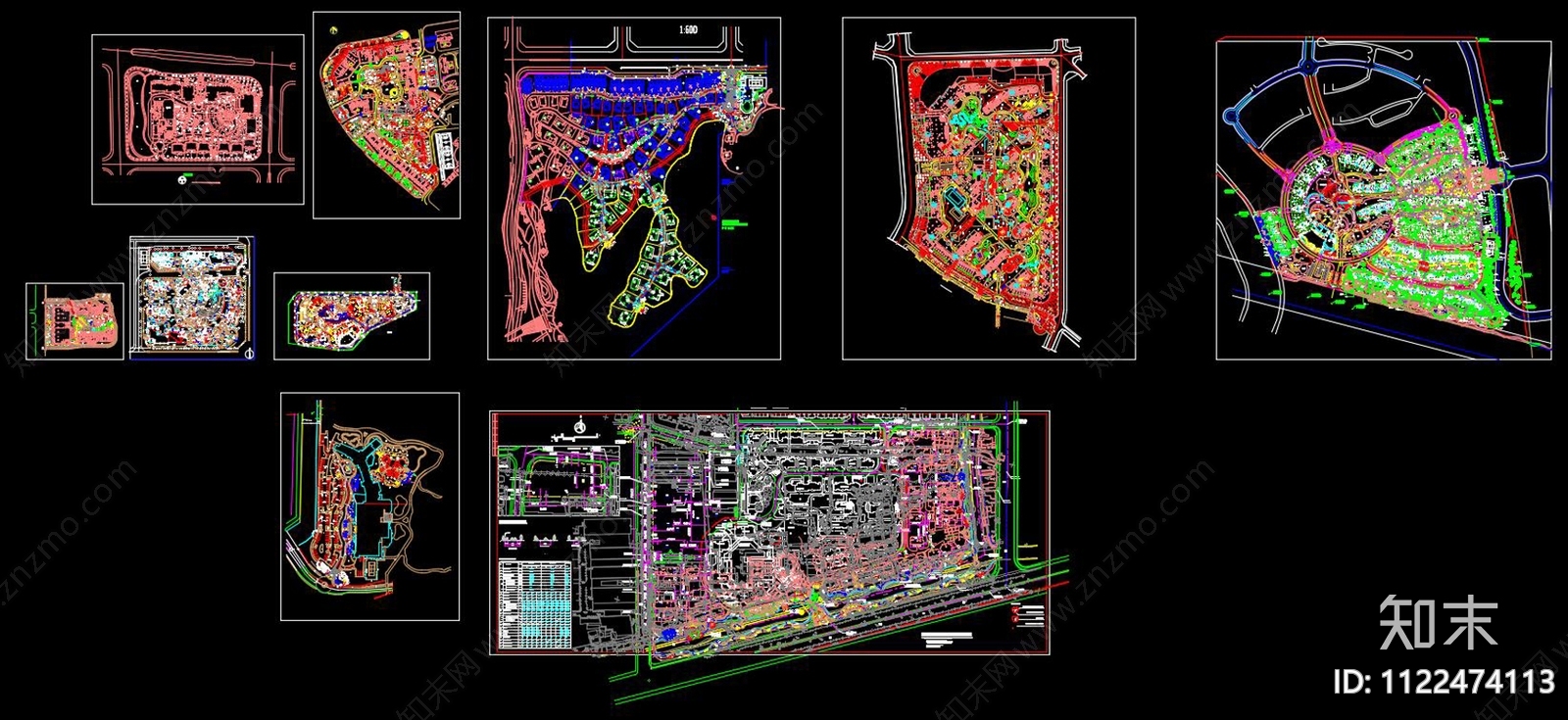 10套经典景观方案总平面图cad施工图下载【ID:1122474113】