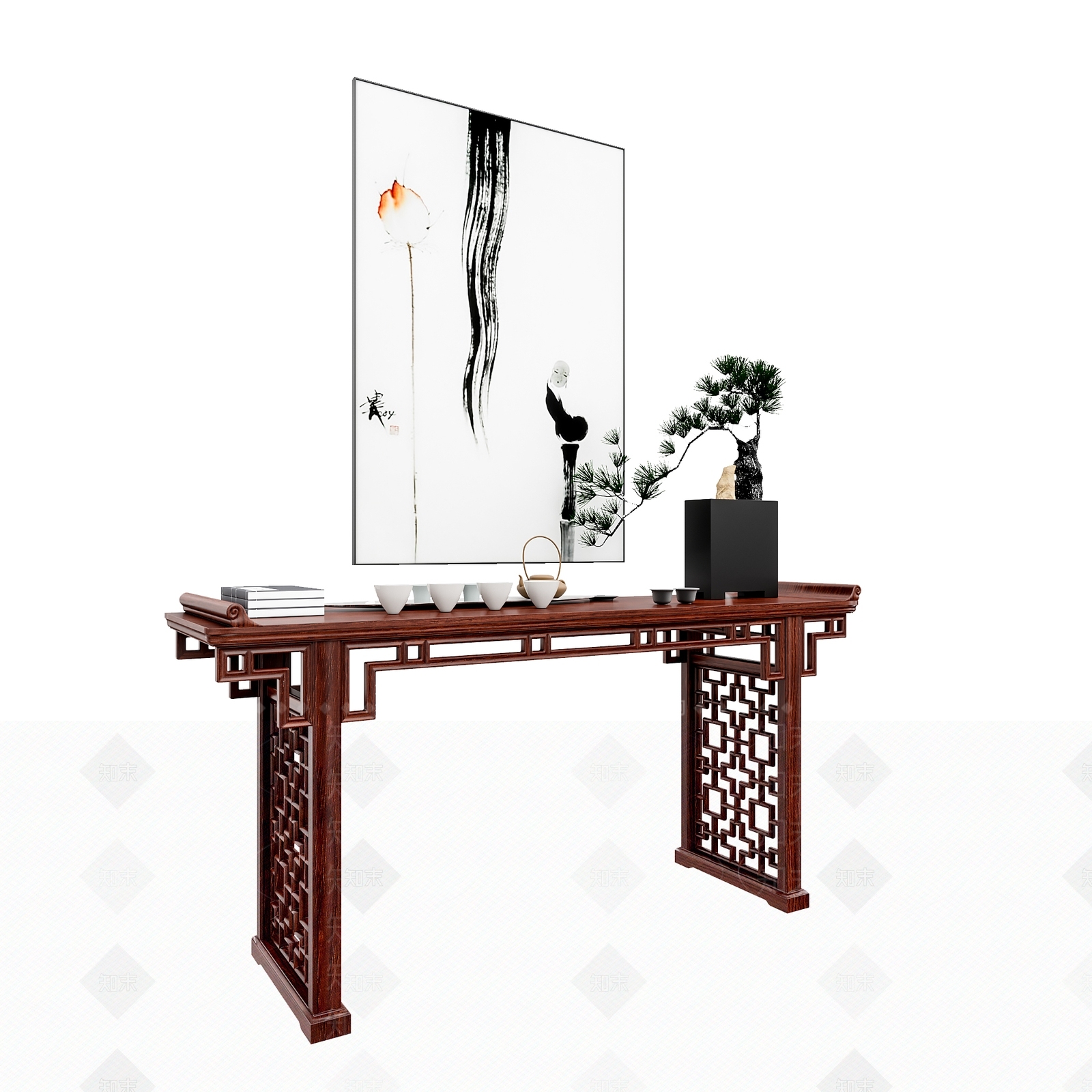 中式端景条案3D模型下载【ID:1122486457】