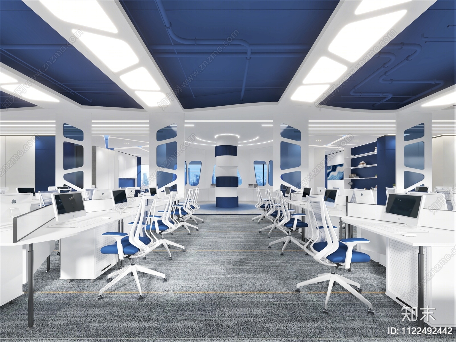 现代公共办公区3D模型下载【ID:1122492442】_知末3d模型网