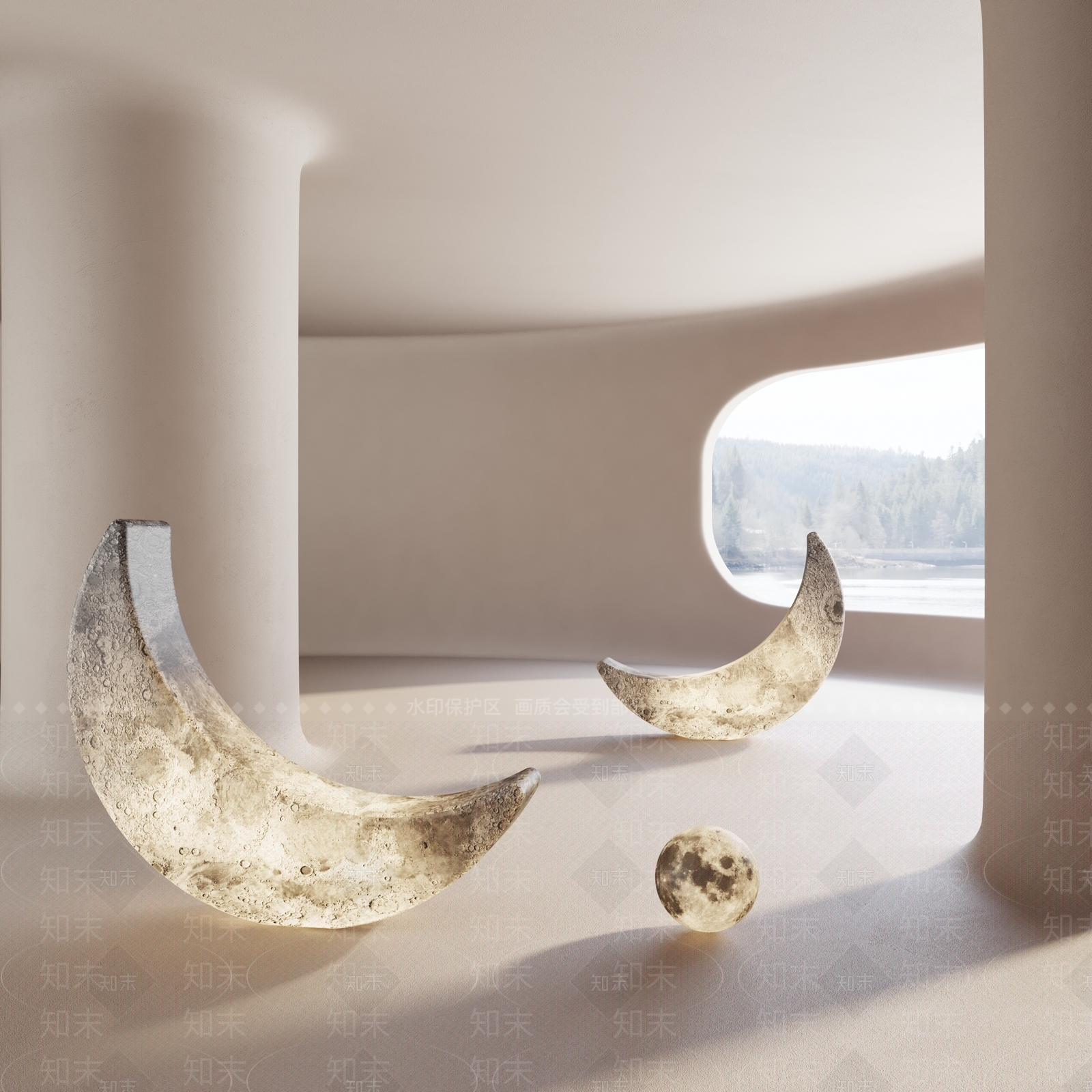 现代月亮灯3D模型下载【ID:1122507157】