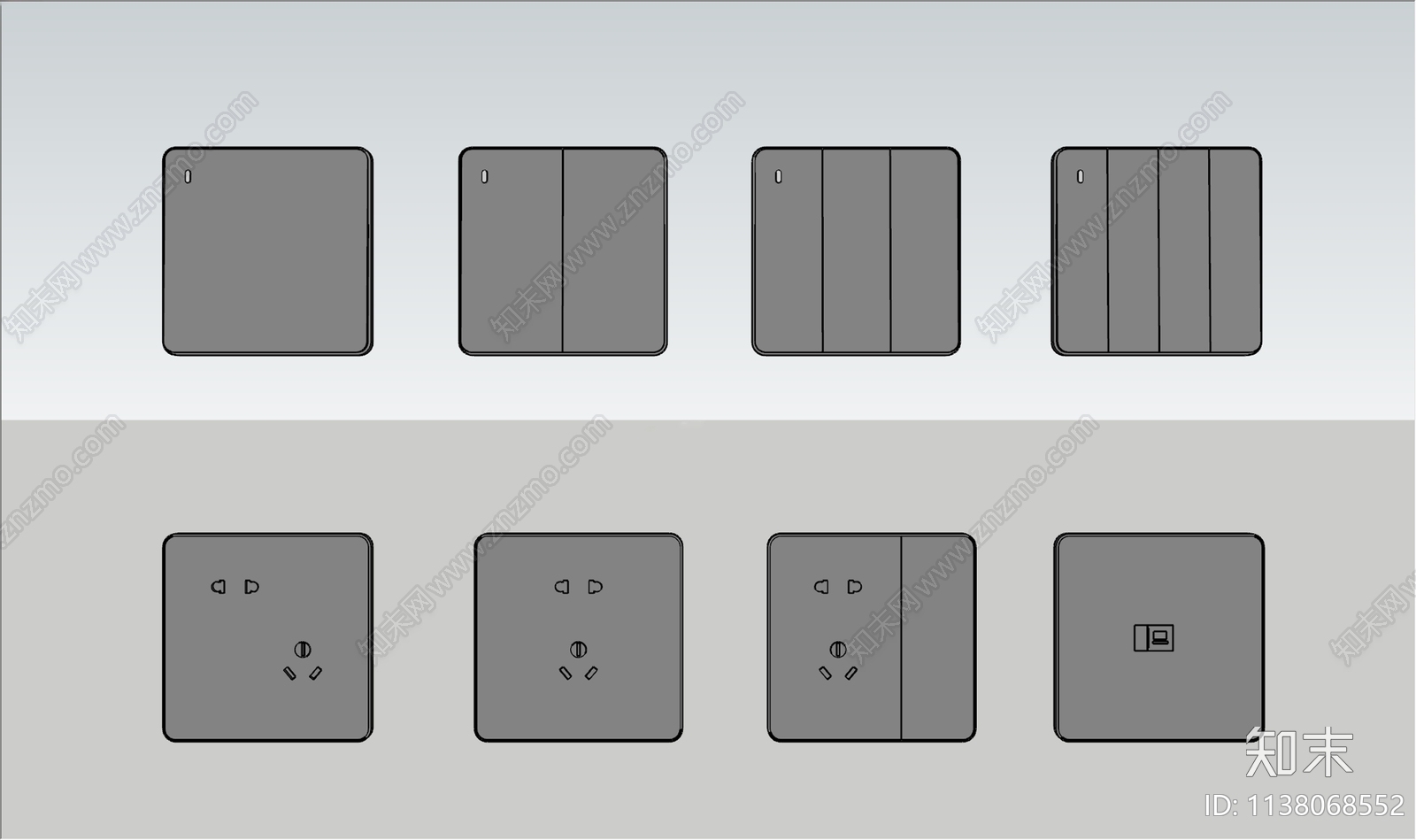 现代开关插座组合SU模型下载【ID:1138068552】