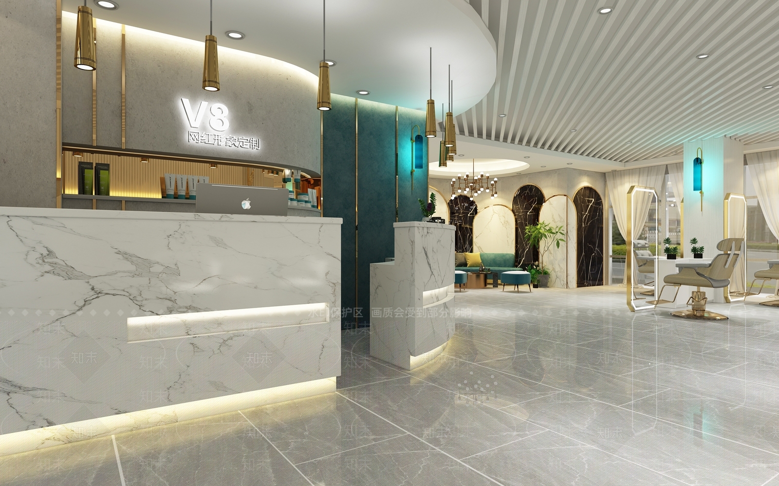 现代美发店3D模型下载【ID:1122538656】