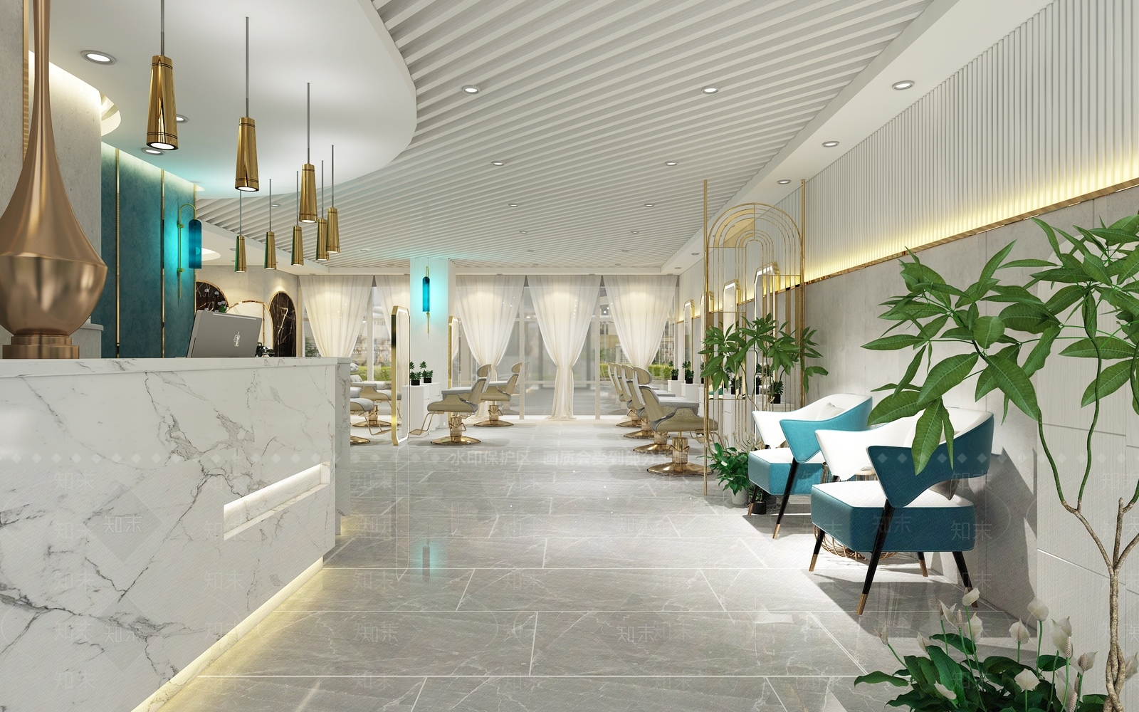 现代美发店3D模型下载【ID:1122538656】