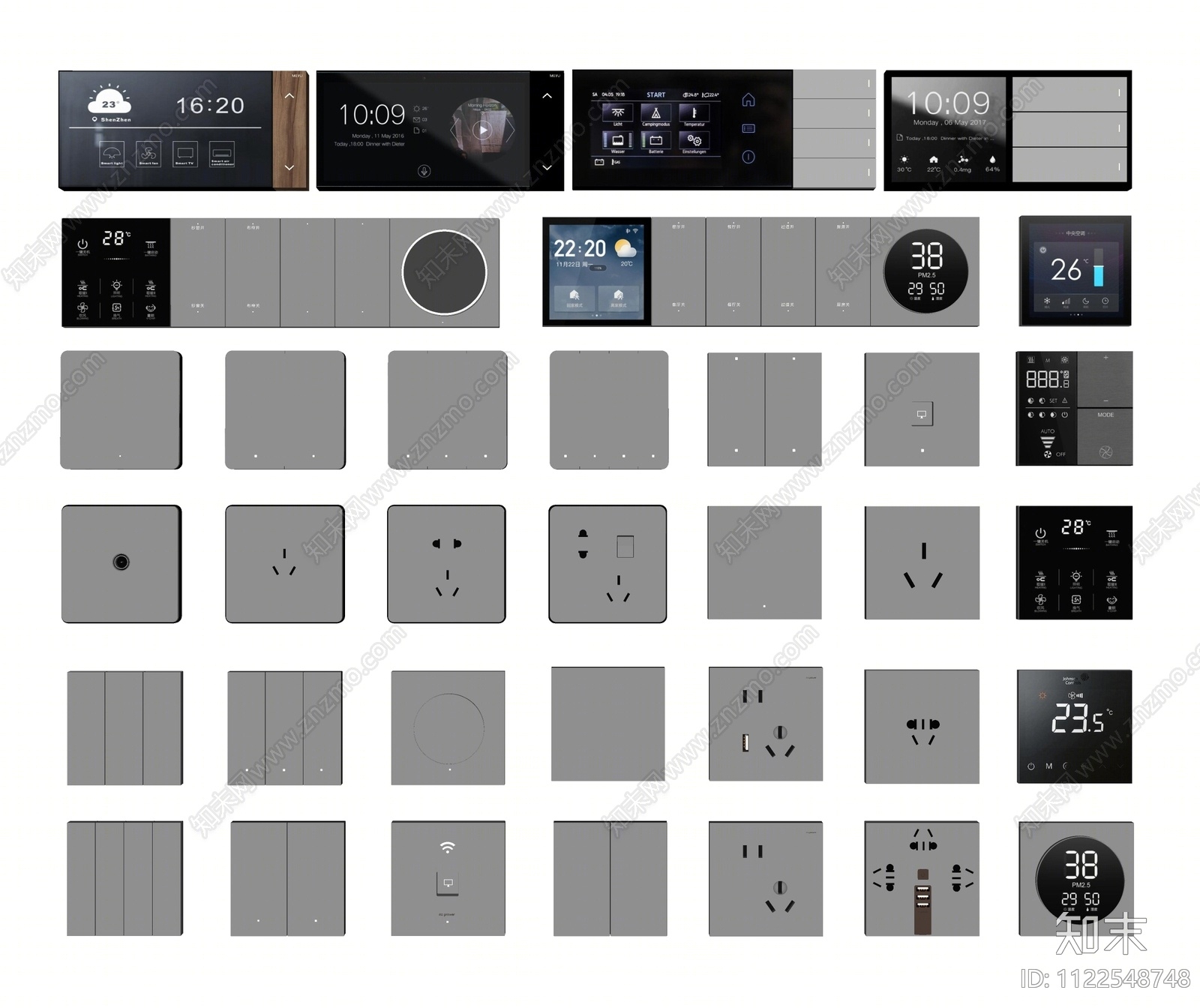 现代开关插座组合SU模型下载【ID:1122548748】
