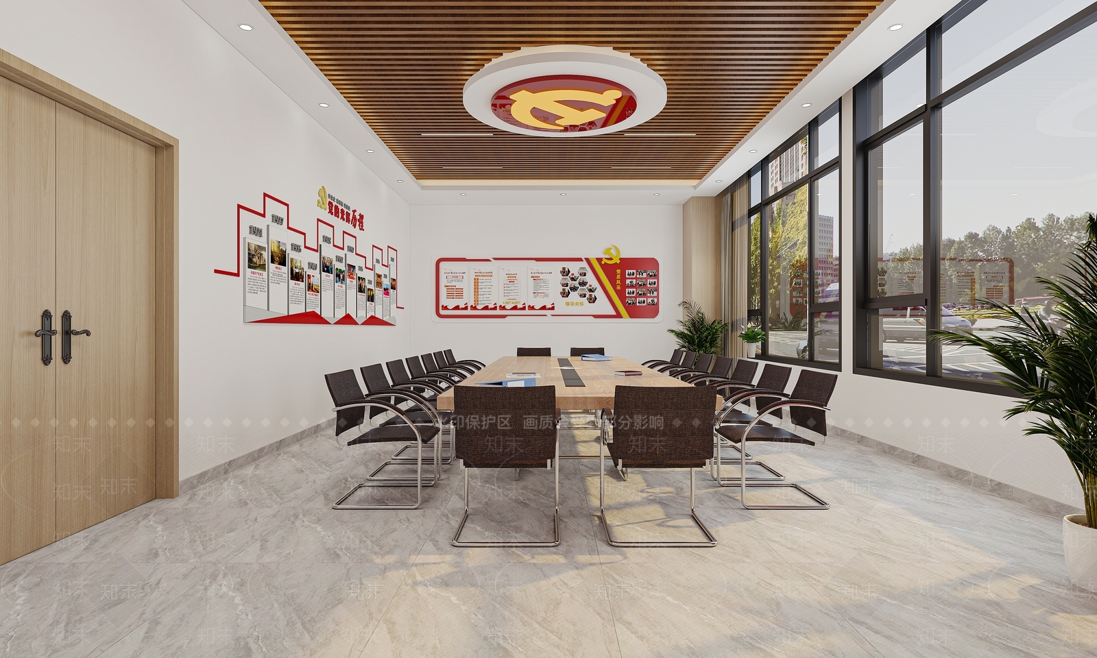 现代党建会议室3D模型下载【ID:1122550102】