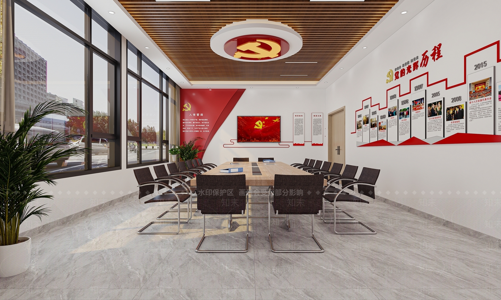 现代党建会议室3D模型下载【ID:1122550102】
