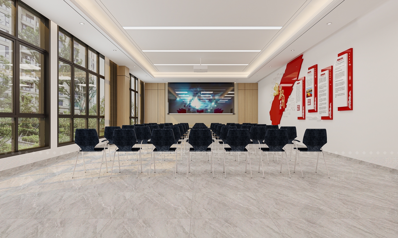 现代党建会议室3D模型下载【ID:1122553375】