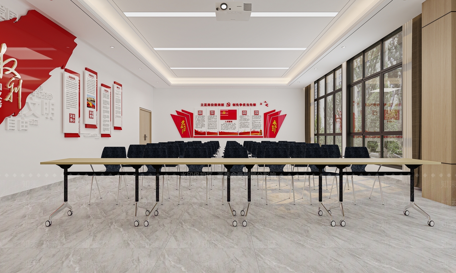 现代党建会议室3D模型下载【ID:1122553375】