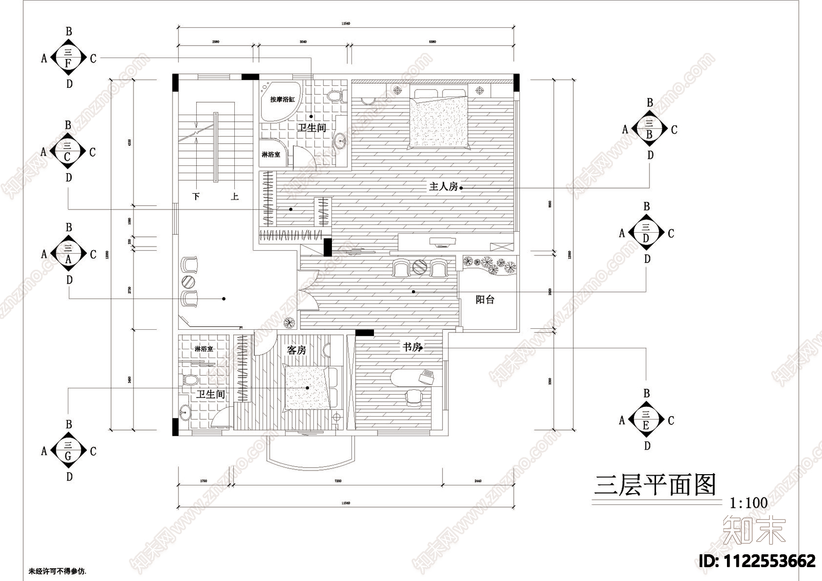 别墅装修设计cad图cad施工图下载【ID:1122553662】