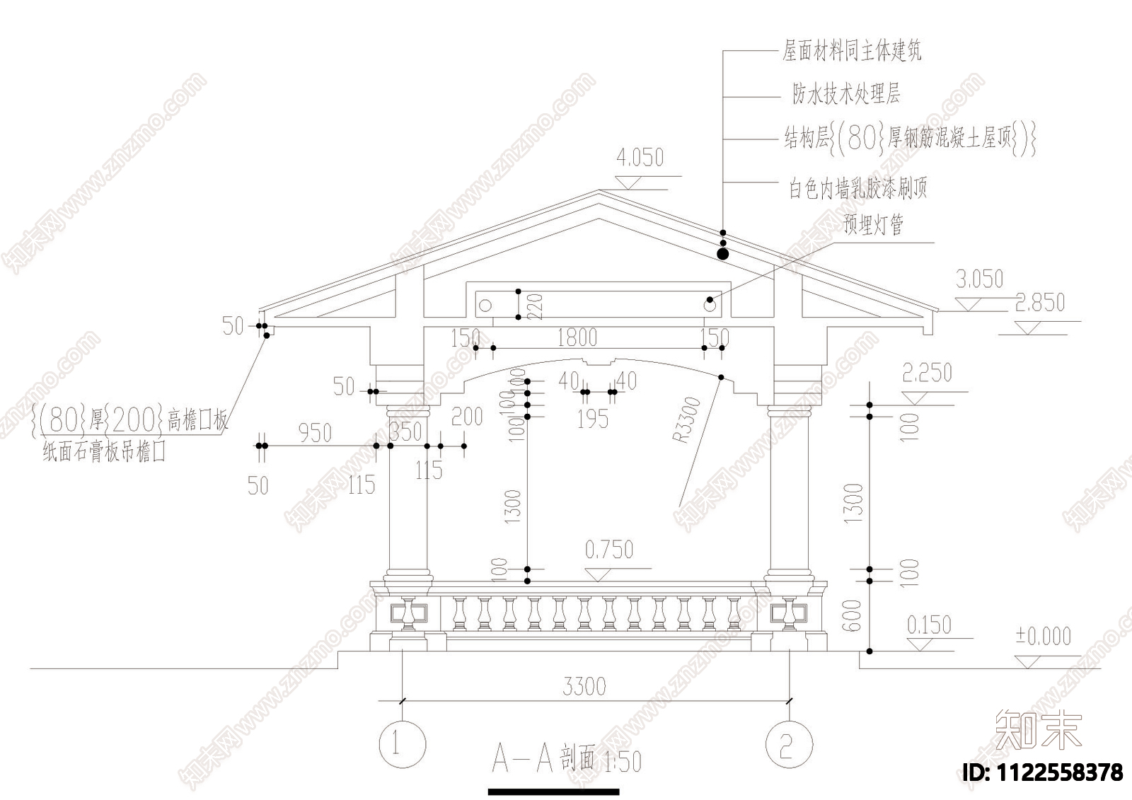 凉亭CAD详图施工图下载【ID:1122558378】