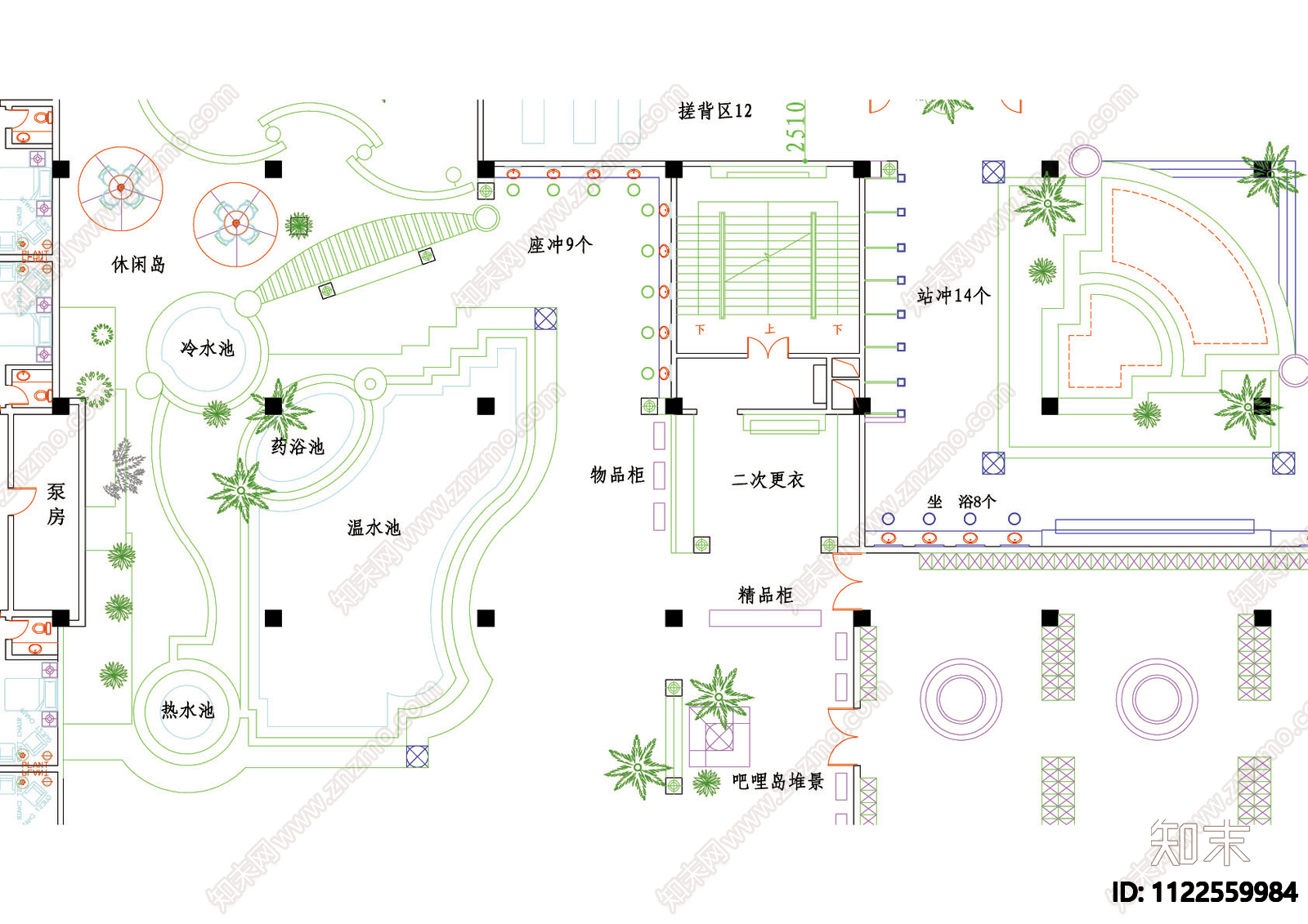 某桑拿城平面图cad施工图下载【ID:1122559984】