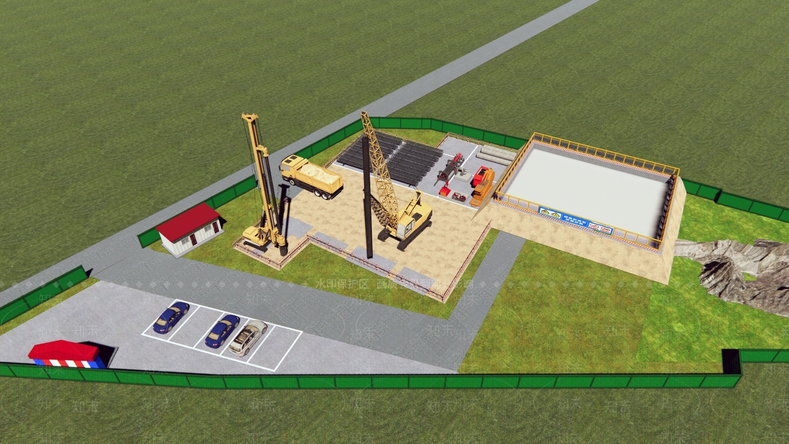 现代施工工地SU模型下载【ID:1122561604】