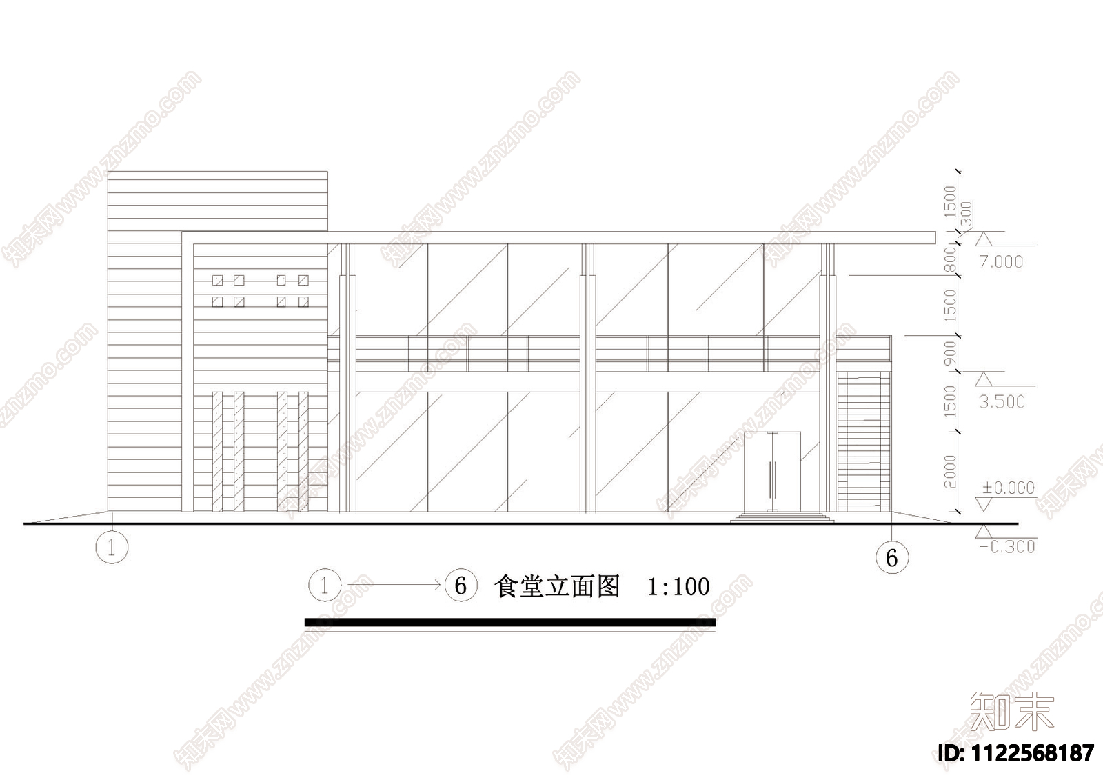 某食堂室内cad装修图cad施工图下载【ID:1122568187】