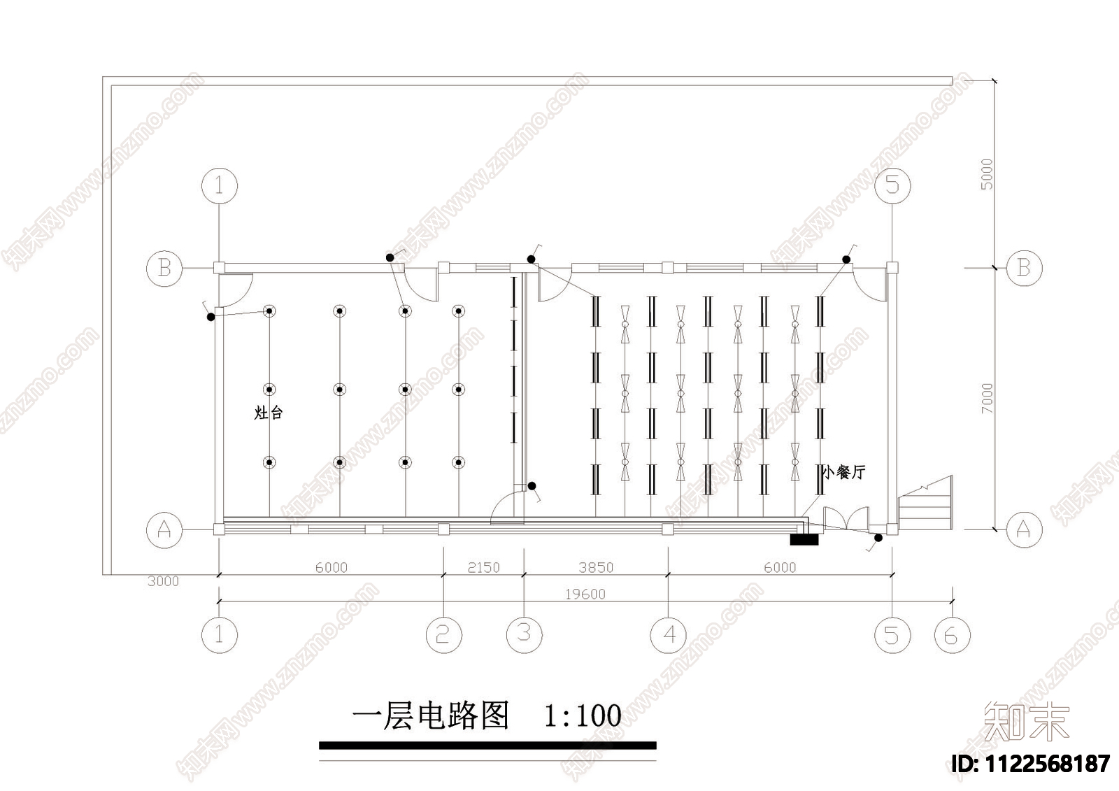 某食堂室内cad装修图cad施工图下载【ID:1122568187】