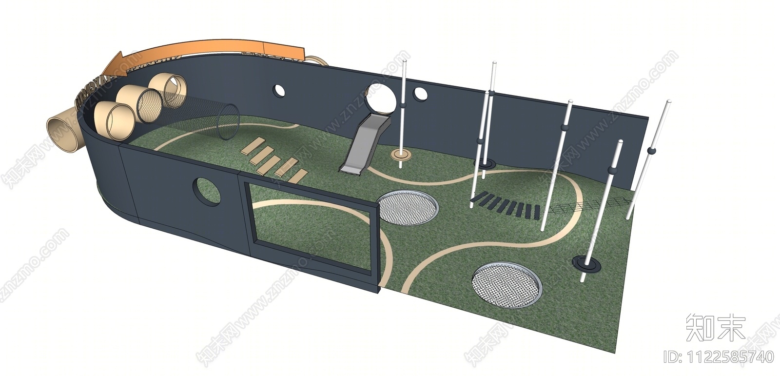 现代儿童乐园地形公园景观SU模型下载【ID:1122585740】