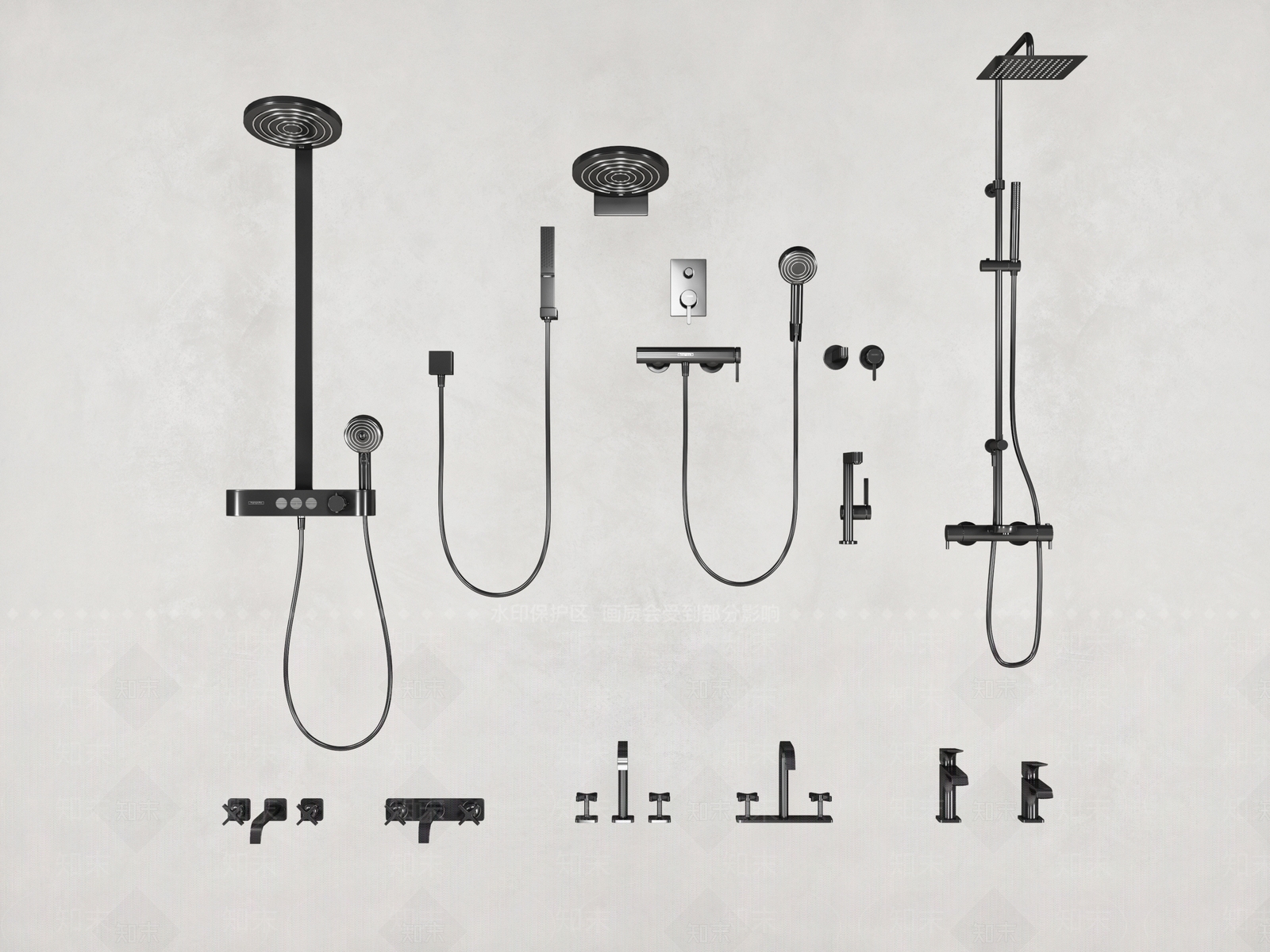 现代水龙头组合3D模型下载【ID:1122606658】