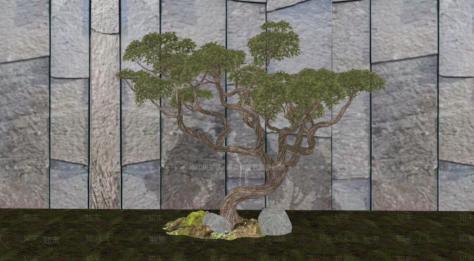 禅意景观造型树SU模型下载【ID:1122591737】