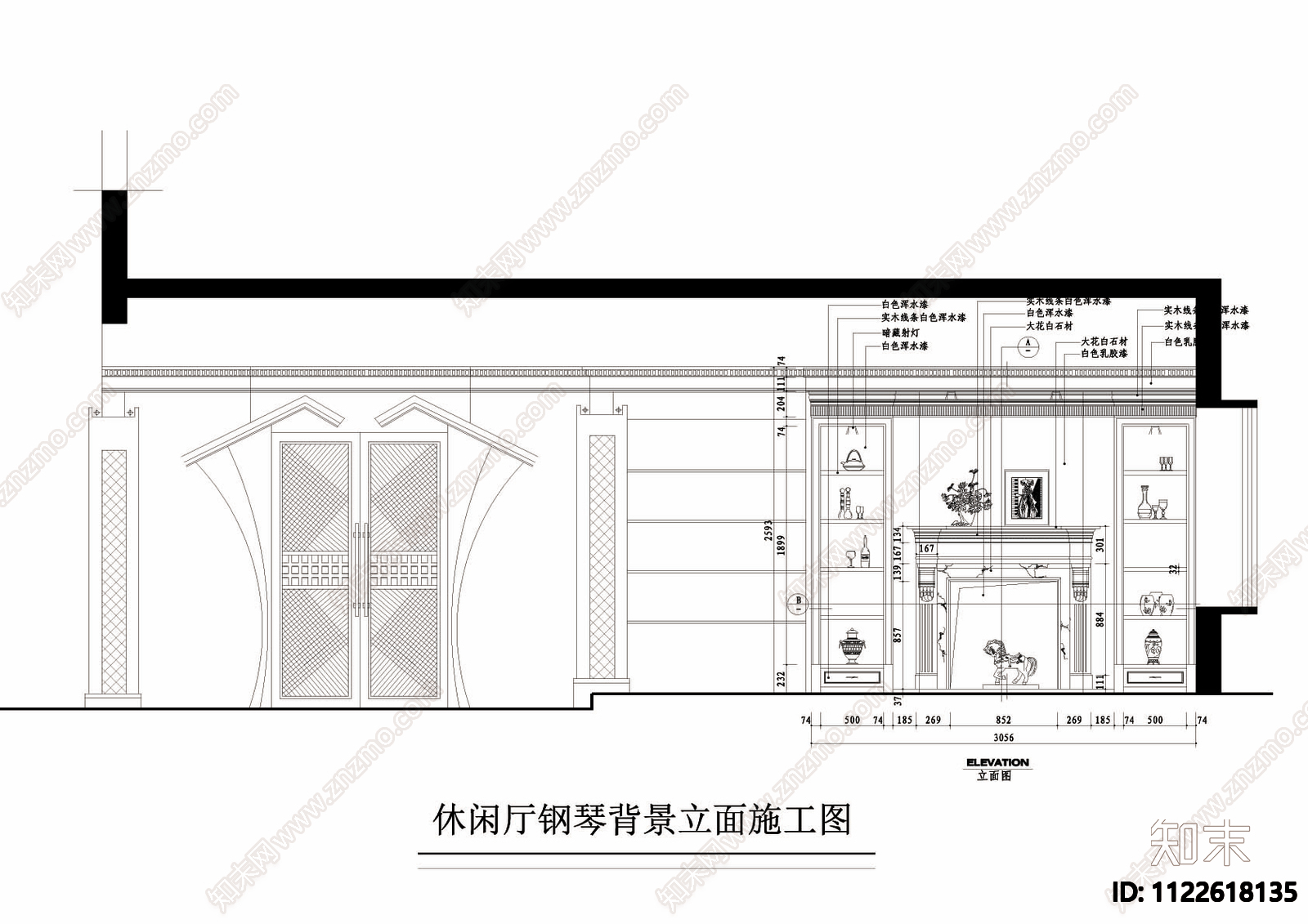 古典元素三层别墅cad施工图下载【ID:1122618135】