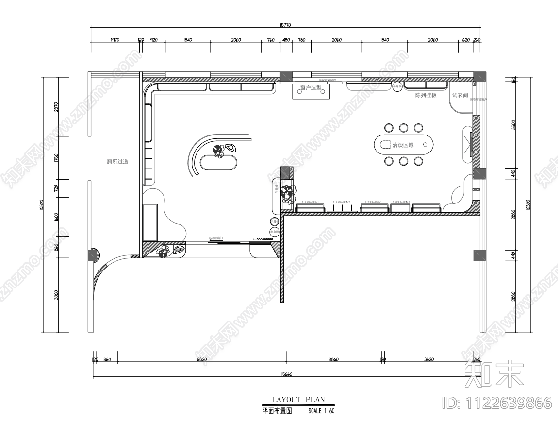 内衣店专卖店cad施工图下载【ID:1122639866】