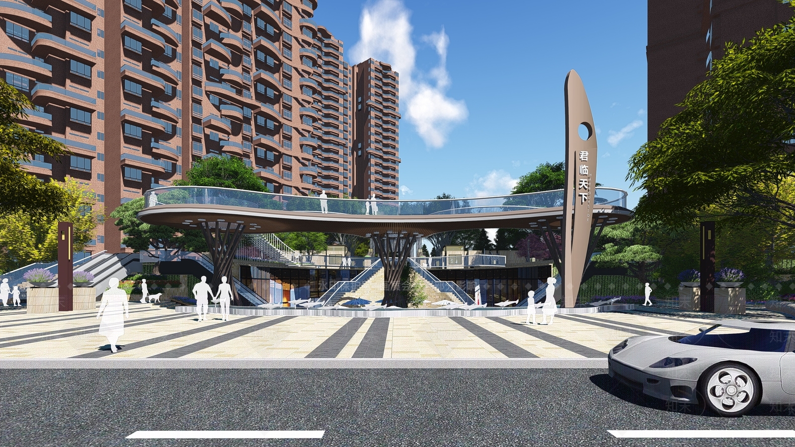 现代小区建筑SU模型下载【ID:1122642252】