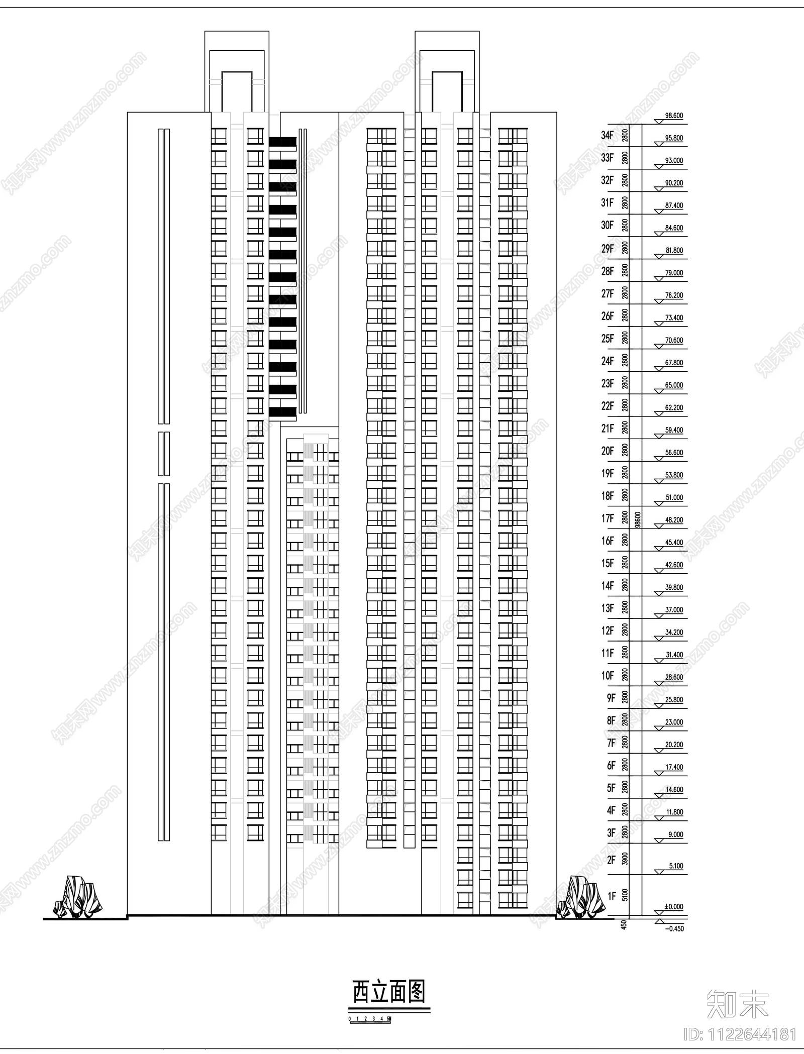 现代简约住宅小区建筑cad施工图下载【ID:1122644181】