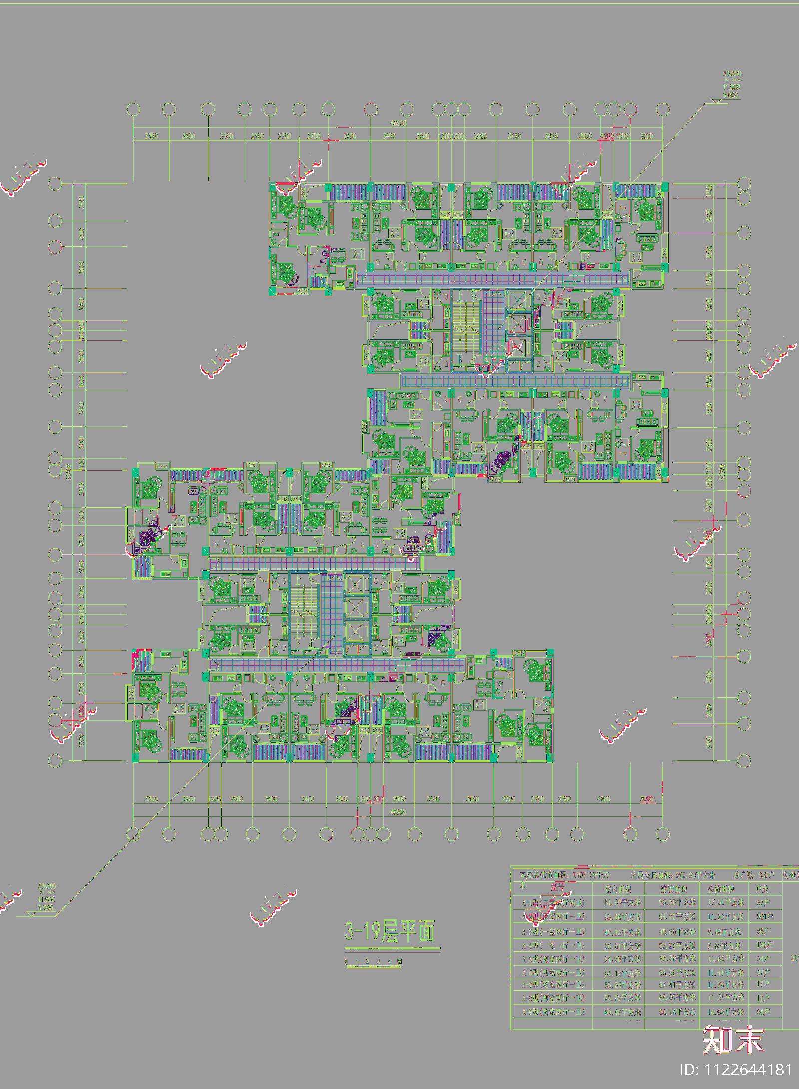 现代简约住宅小区建筑cad施工图下载【ID:1122644181】