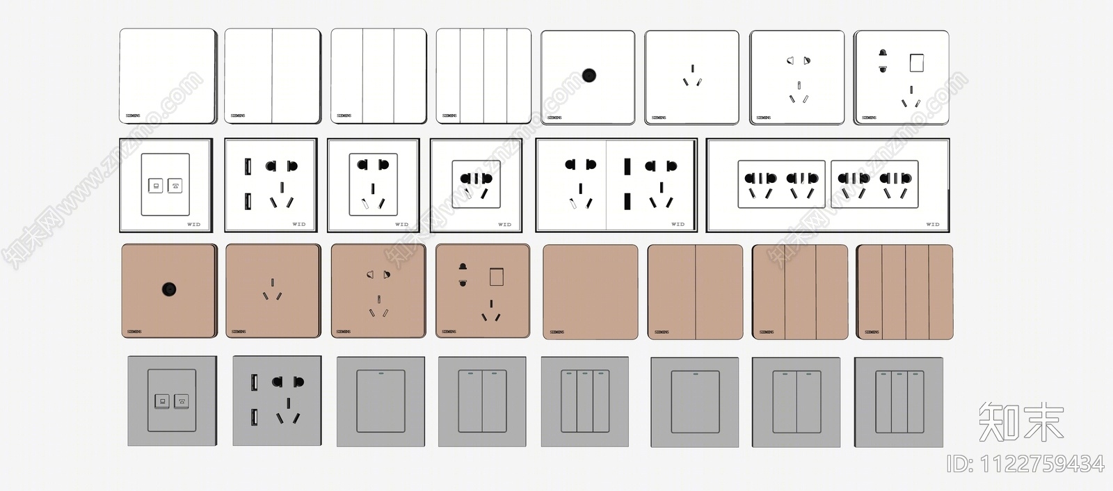 现代开关插座SU模型下载【ID:1122759434】