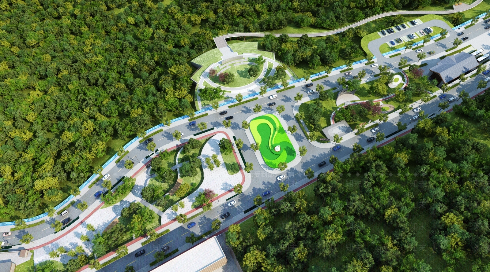 现代公园景观鸟瞰规划3D模型下载【ID:1122757963】