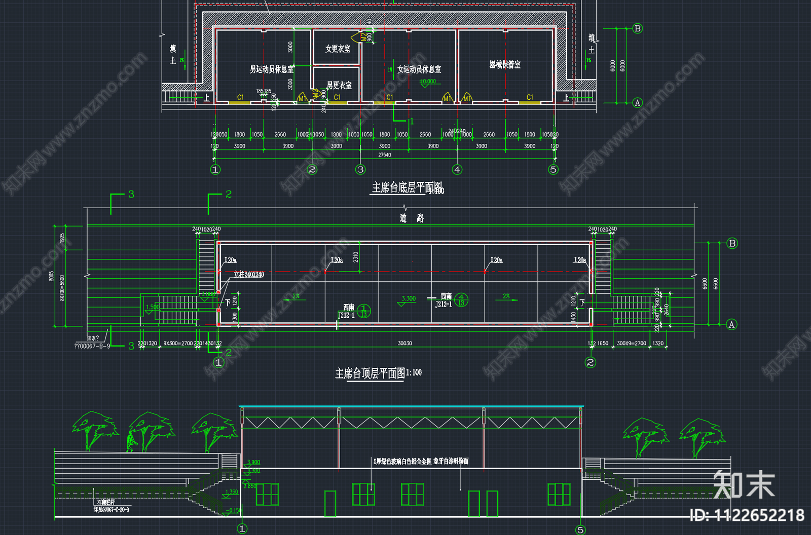 现代体育馆cad施工图下载【ID:1122652218】