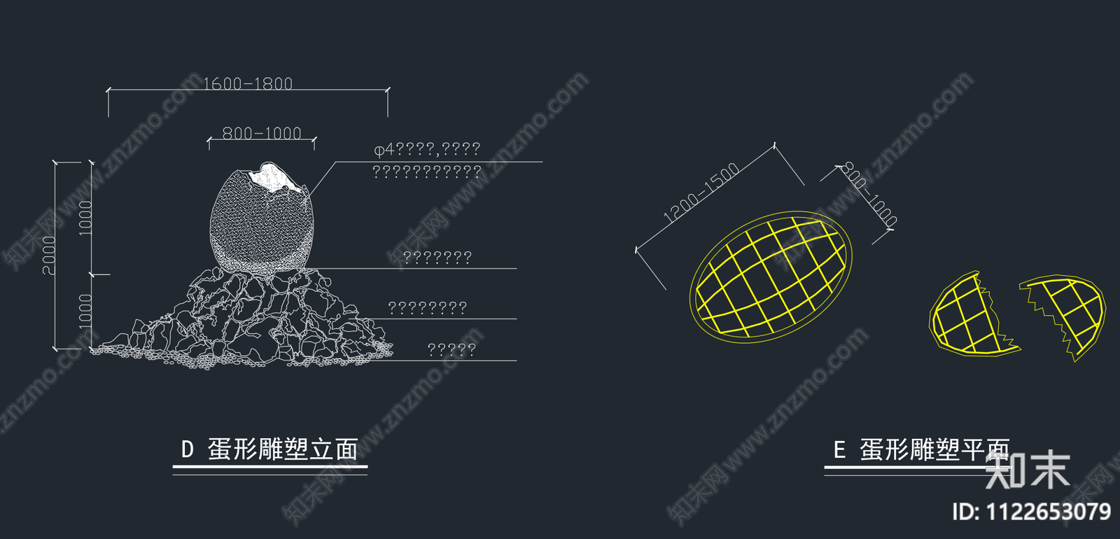 现代景观雕塑cad施工图下载【ID:1122653079】