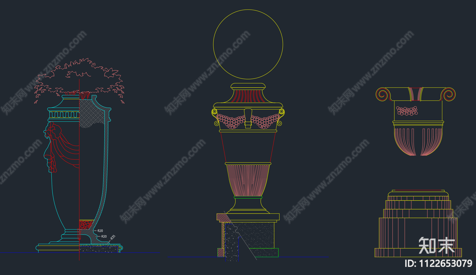 现代景观雕塑cad施工图下载【ID:1122653079】