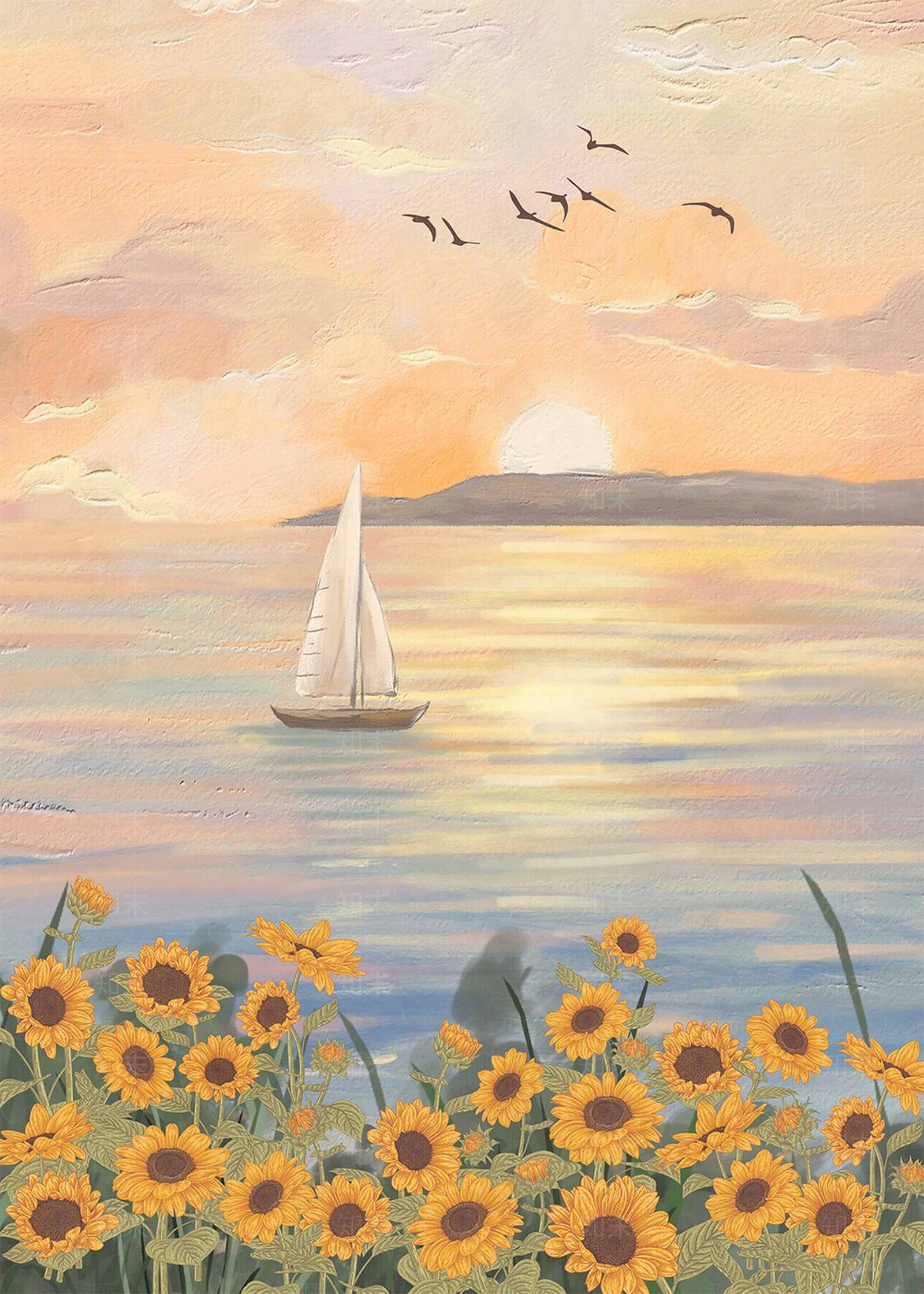 现代风景油画装饰画贴图下载【ID:1122654553】