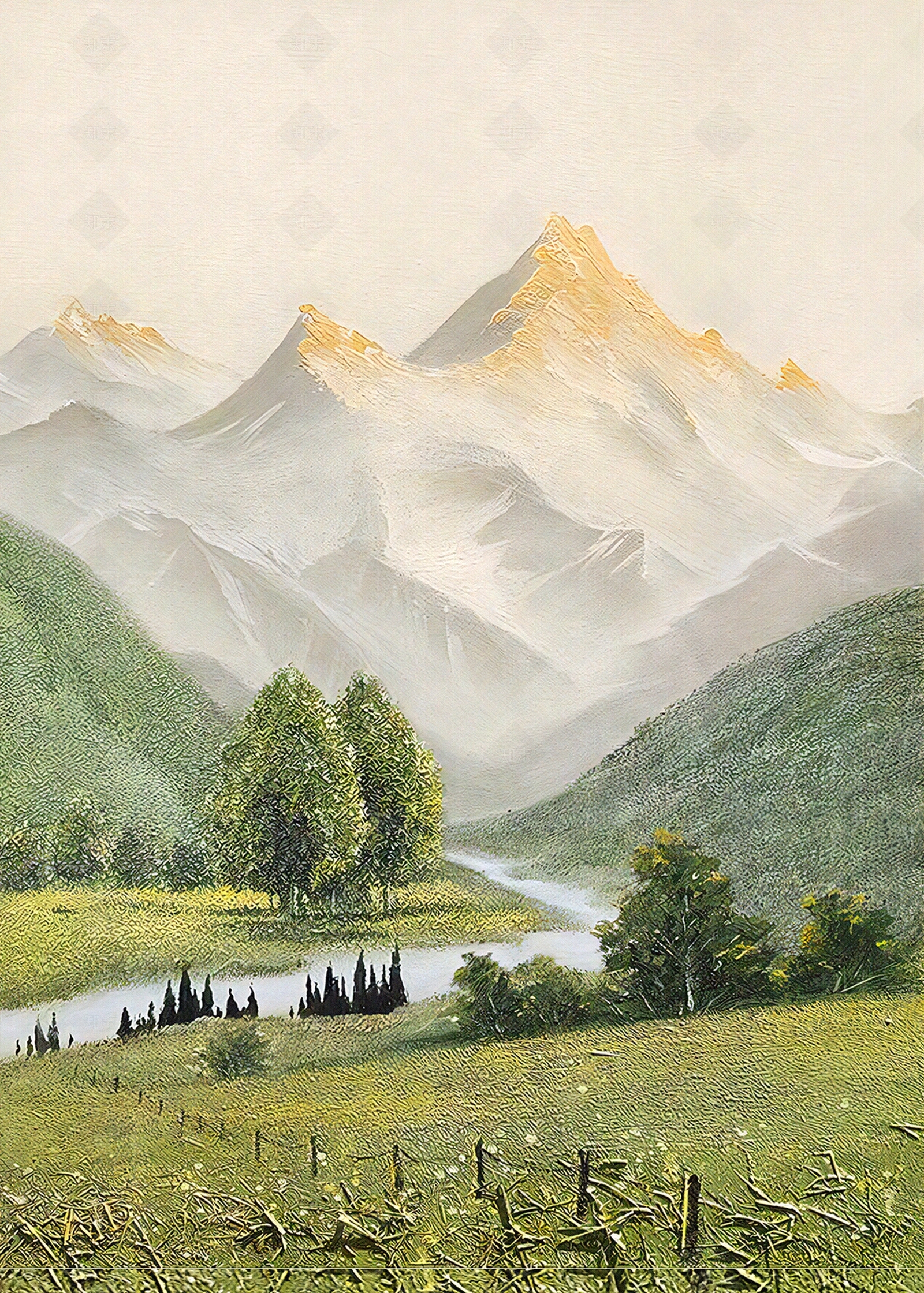 现代风景肌理画装饰画贴图下载【ID:1122655490】