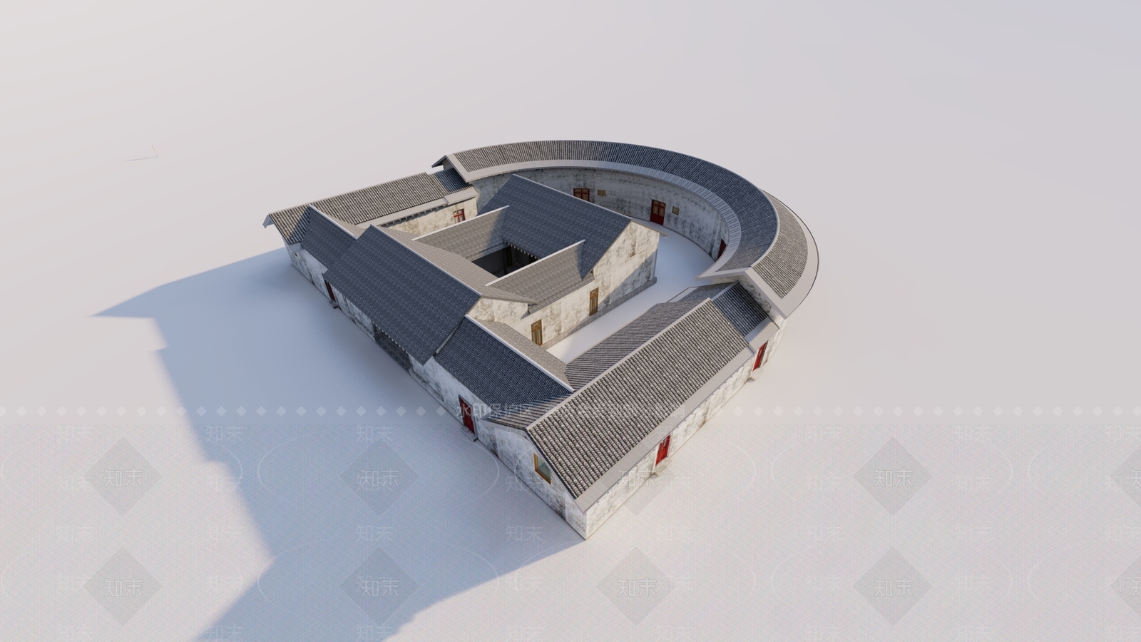 中式风格建筑SU模型下载【ID:1122657394】