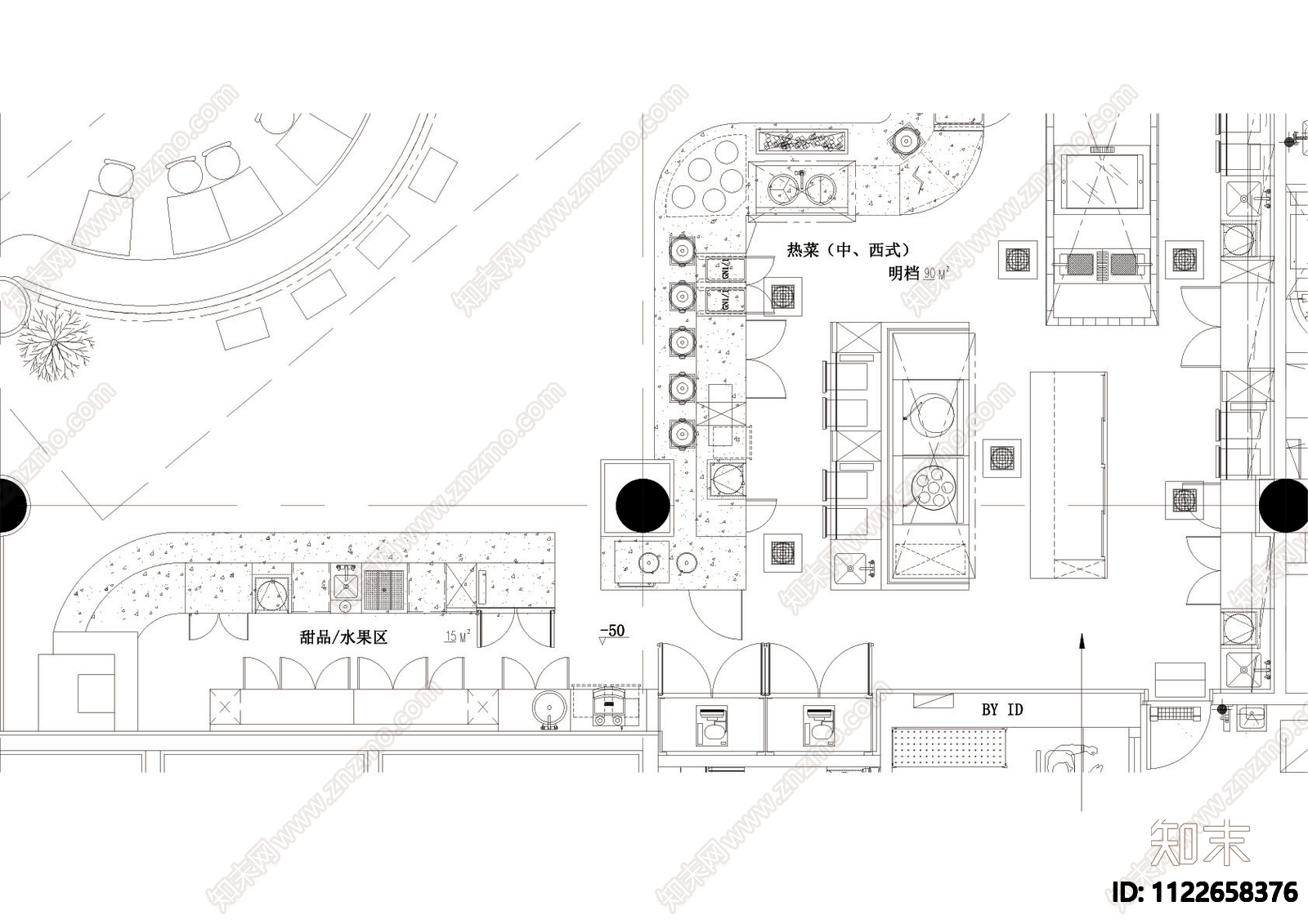 日式餐厅CAD平面规划cad施工图下载【ID:1122658376】