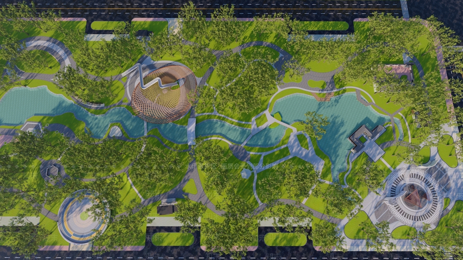现代公园景观SU模型下载【ID:1122667689】